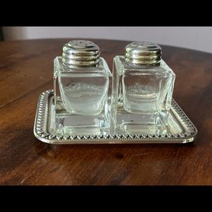 Vintage HaZorfim mini salt pepper shaker sterling silver top set with sterling